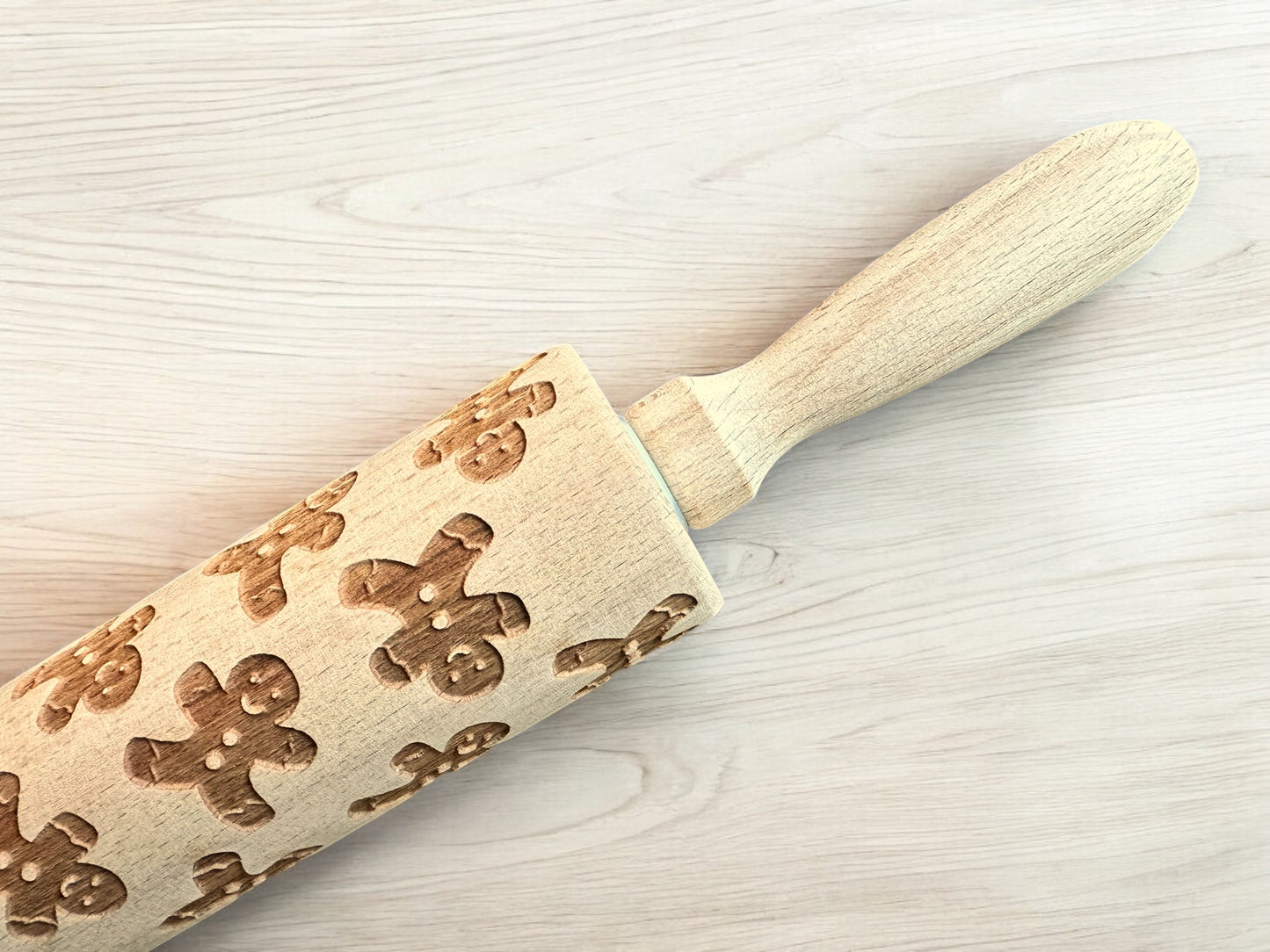 Gingerbread Men Large Wooden Rolling Pin