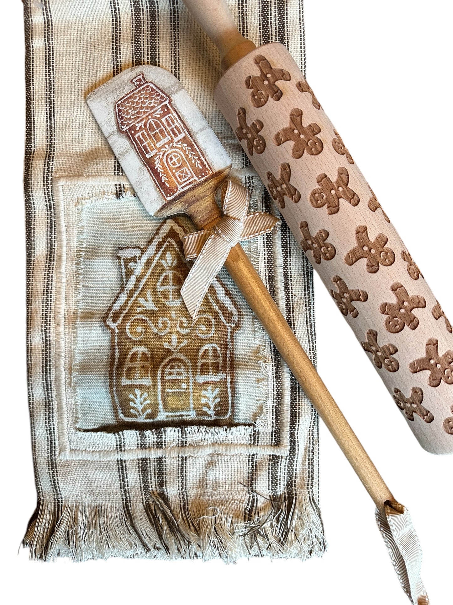 Gingerbread Men Large Wooden Rolling Pin