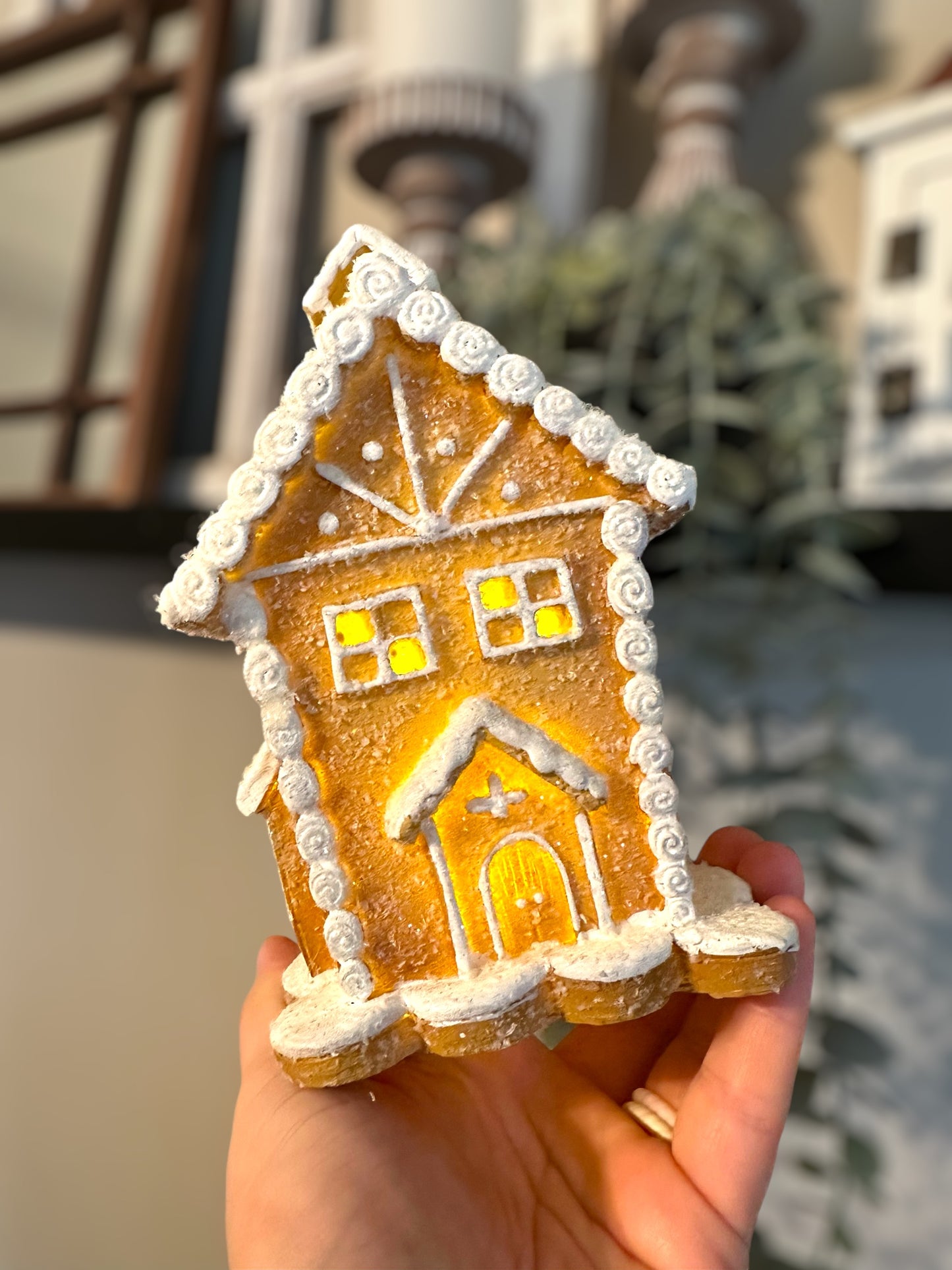 Lighted Iced Gingerbread House